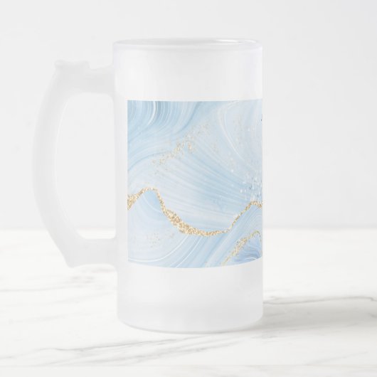 Chope Givrée Élégant Cool Bleu Agate avec ruban Parties scintil (Gauche)