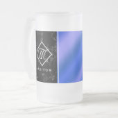 Chope Givrée Élégant marbre noir et monogramme Royal Blue Foil (Devant gauche)