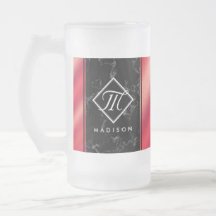 Chope Givrée Élégant marbre noir et rosé Monogramme d'huile rou