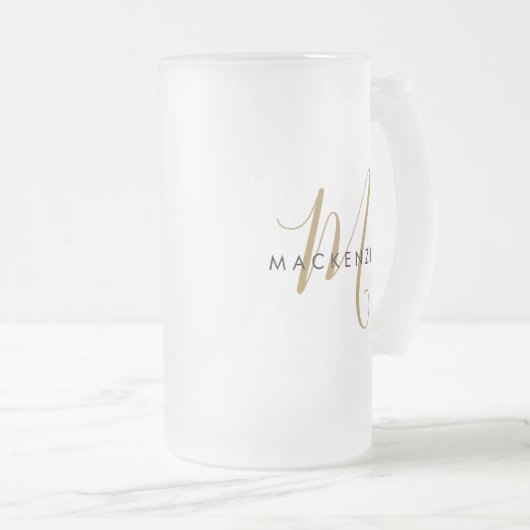 Chope Givrée Élégant Monogramme de script or moderne (Devant droit)