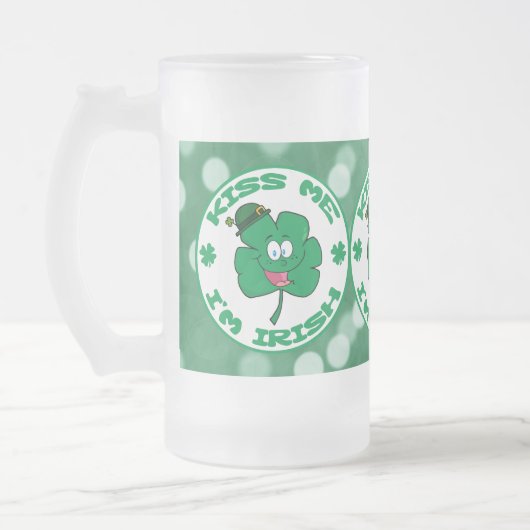 Chope Givrée Embrasse-moi Je suis Irlandais Clover Face Green B (Gauche)