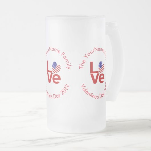 Chope Givrée États-Unis Amérique Drapeau Red Love Personnalisé (Devant droit)