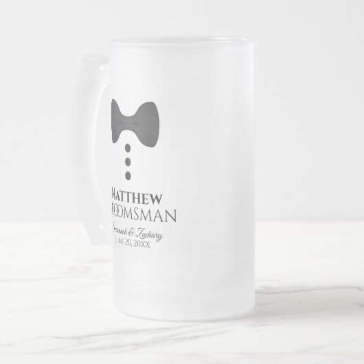Chope Givrée Fun Groomsman Cravate noire Tuxedo Frosted Beer Mu (Devant gauche)