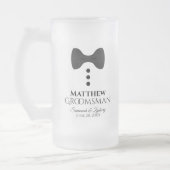 Chope Givrée Fun Groomsman Cravate noire Tuxedo Frosted Beer Mu (Gauche)