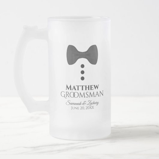 Chope Givrée Fun Groomsman Cravate noire Tuxedo Frosted Beer Mu (Gauche)