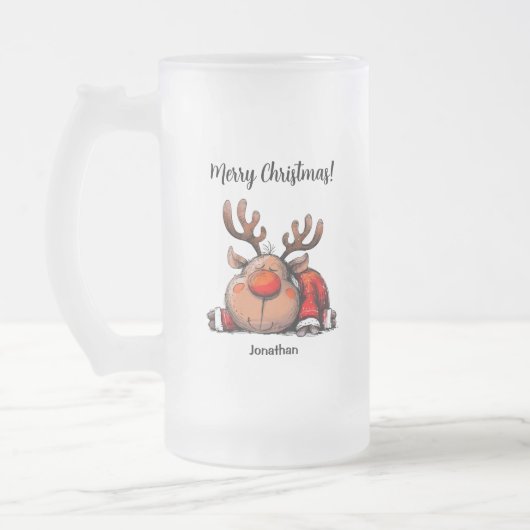 Chope Givrée Fun Personalized Reindeer Merry Christmas (Gauche)