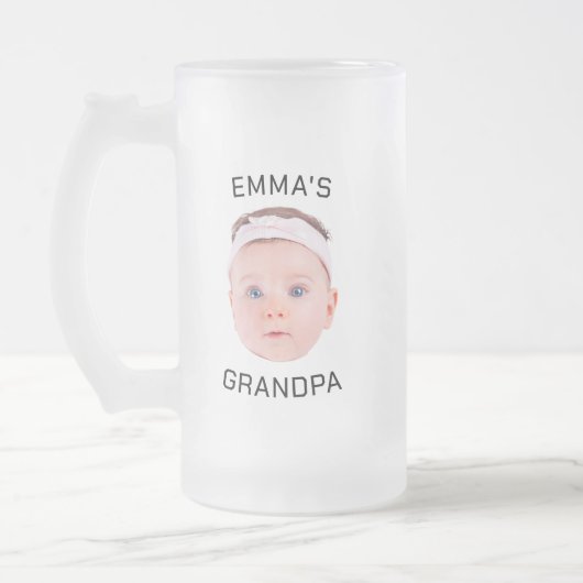 Chope Givrée Grandpa Boug cadeau, Personnalisé Visage bébé, Cad (Gauche)