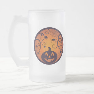 Chope Givrée Halloween Jack-o'-lantern citrouille visage et ara