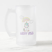 Happy Vibes Typographie mignonne souriant Unicorn