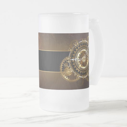 Chope Givrée Horloge Steampunk avec des engrenages anciens (Devant droit)