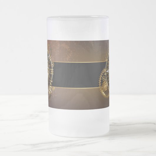 Chope Givrée Horloge Steampunk avec des engrenages anciens (Centre)