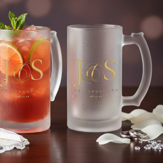 Chope Givrée Initiales de mariage simplement élégantes Or ID102