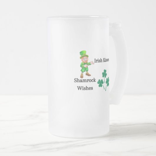 Chope Givrée Irlandais Baisers, Shamrocks souhaits sur un (Devant droit)
