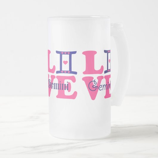 Chope Givrée ♊  J'Aime Gemini-Best Zodiac Signe Bière Gelée (Devant droit)