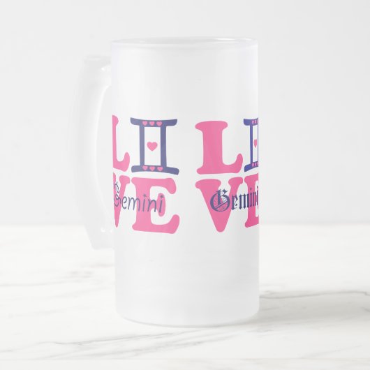 Chope Givrée ♊  J'Aime Gemini-Best Zodiac Signe Bière Gelée (Devant gauche)