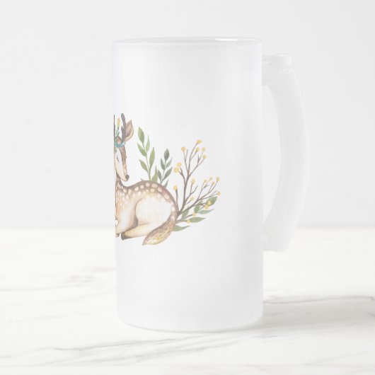 Chope Givrée Joli Cerf Aquarellé Posé En Bas Boho (Devant droit)