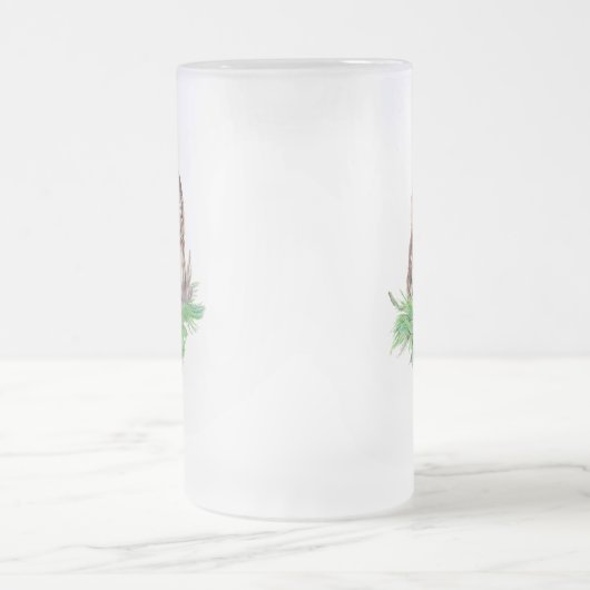 Chope Givrée Joli Humour de Chouette de Noël, Aquarelle d'oisea (Centre)