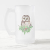 Chope Givrée Joli Humour de Chouette de Noël, Aquarelle d'oisea (Gauche)