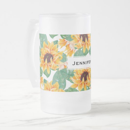 Chope Givrée Joli tournesol Jaune et Motif vert (Devant gauche)