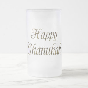 Chope Givrée Joyeux Chanukah Hanoukka Typographie Or Élégant