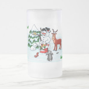 Chope Givrée Joyeux Noël ! Snowman avec amis
