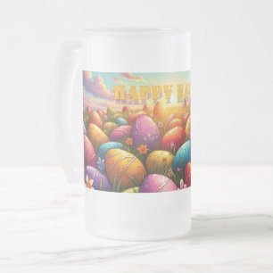 Chope Givrée Joyeux Pâques Œufs Colorés dans une Prairie Printa