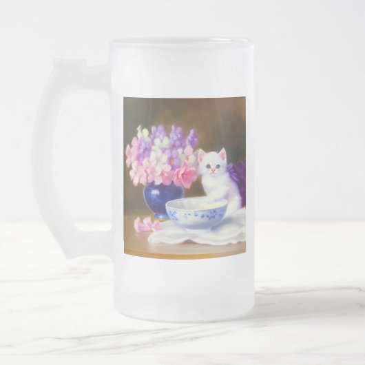 Chope Givrée Kitten blanc vintage avec ruban violet (Gauche)