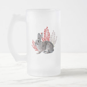 Chope Givrée Lapin sauvage avec éléments botaniques rouges et v