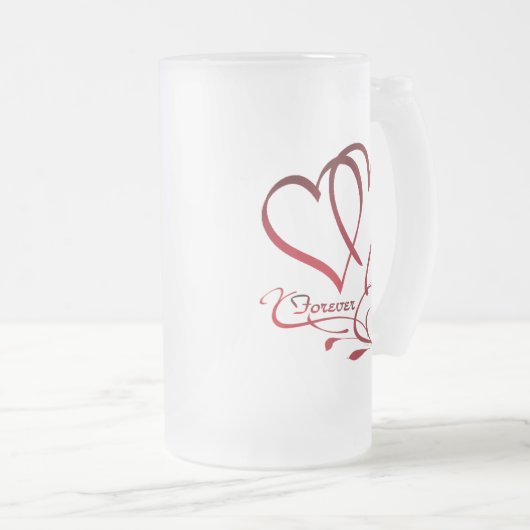 Chope Givrée Les Coeurs Forever rouge sur blanc (Devant droit)