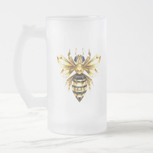 Chope Givrée Logo Faux Gold Foil Bee Polygonal sur Noir (Gauche)