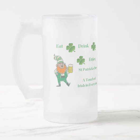 Chope Givrée Mangez, Buvez, Profitez avec un leprechaun sur un (Gauche)