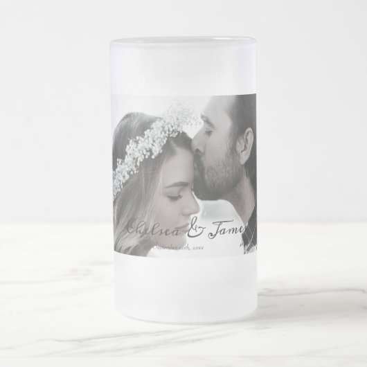 Chope Givrée Mariage de calligraphie photo élégant personnalisé (Centre)