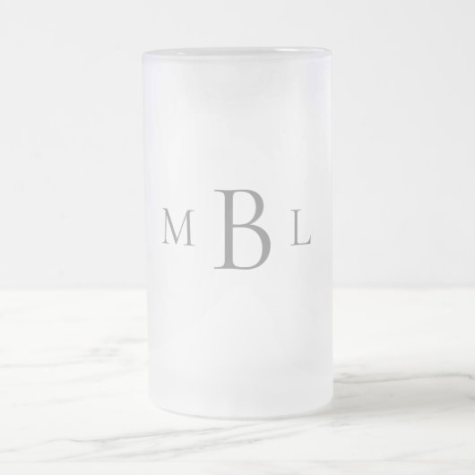 Chope Givrée Mariage de monogramme gris simple (Centre)