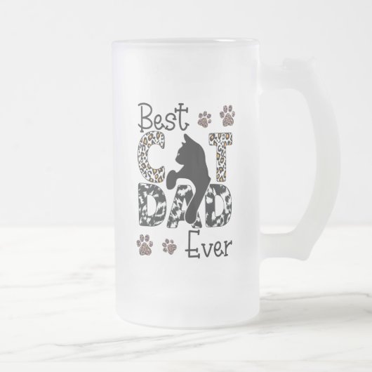 Chope Givrée Meilleur Chat Papa Ever, Chat Papa Leopard, Chat P (Droit)
