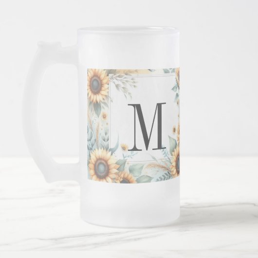 Chope Givrée Monogramme Fleurs de chute et fleurs de soleil aqu (Gauche)