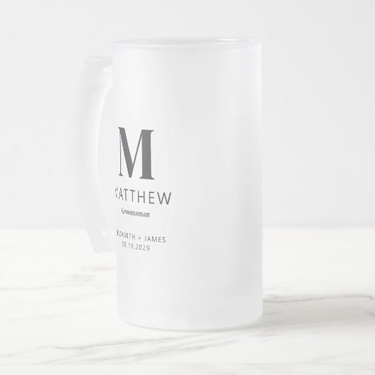 Chope Givrée Monogramme Groomsman Cadeau Moderne Simple Minimal (Devant gauche)