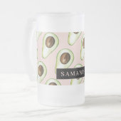 Chope Givrée Motif Avocado Rose Et Vert Moderne Avec Nom (Devant gauche)