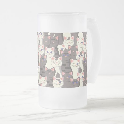 Chope Givrée Motif de chats blancs et gris (Devant droit)