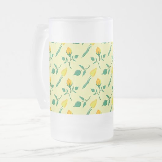 Chope Givrée Motif floral avec rose jaune et fleurs de tulipe (Devant gauche)