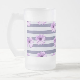 Chope Givrée motif rayé avec des marguerites violettes
