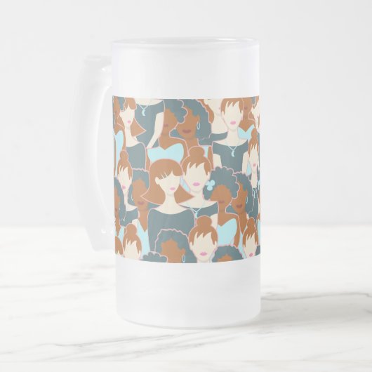 Chope Givrée Motif sans couture avec filles noires et blanches (Devant gauche)