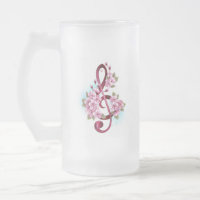 Musical treble clef notes with sakura flowers