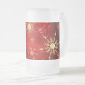 Chope Givrée Noël Golden Snowflakes sur Arrière - plan rouge (Devant droit)