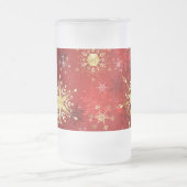 Chope Givrée Noël Golden Snowflakes sur Arrière - plan rouge (Centre)