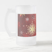Chope Givrée Noël Golden Snowflakes sur Arrière - plan rouge (Gauche)