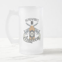 Nom personnalisé Cowboy Revolver Gun Whiskey Saloo