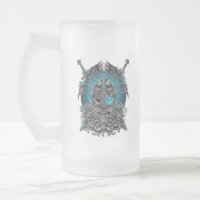 Odin Corbeaux et Épées Œil Lumineux Bleu dieu nord