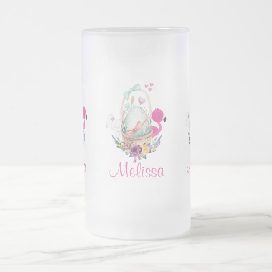 Chope Givrée Oeuf mou dans un panier avec Flamant rose et lapin (Centre)