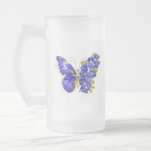 Chope Givrée Papillon saphir à fleurs