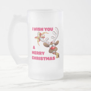 CHOPE GIVRÉE PÈRE NOËL REINDEER VOUS SOUHAITE UNE JOLIE NOËL